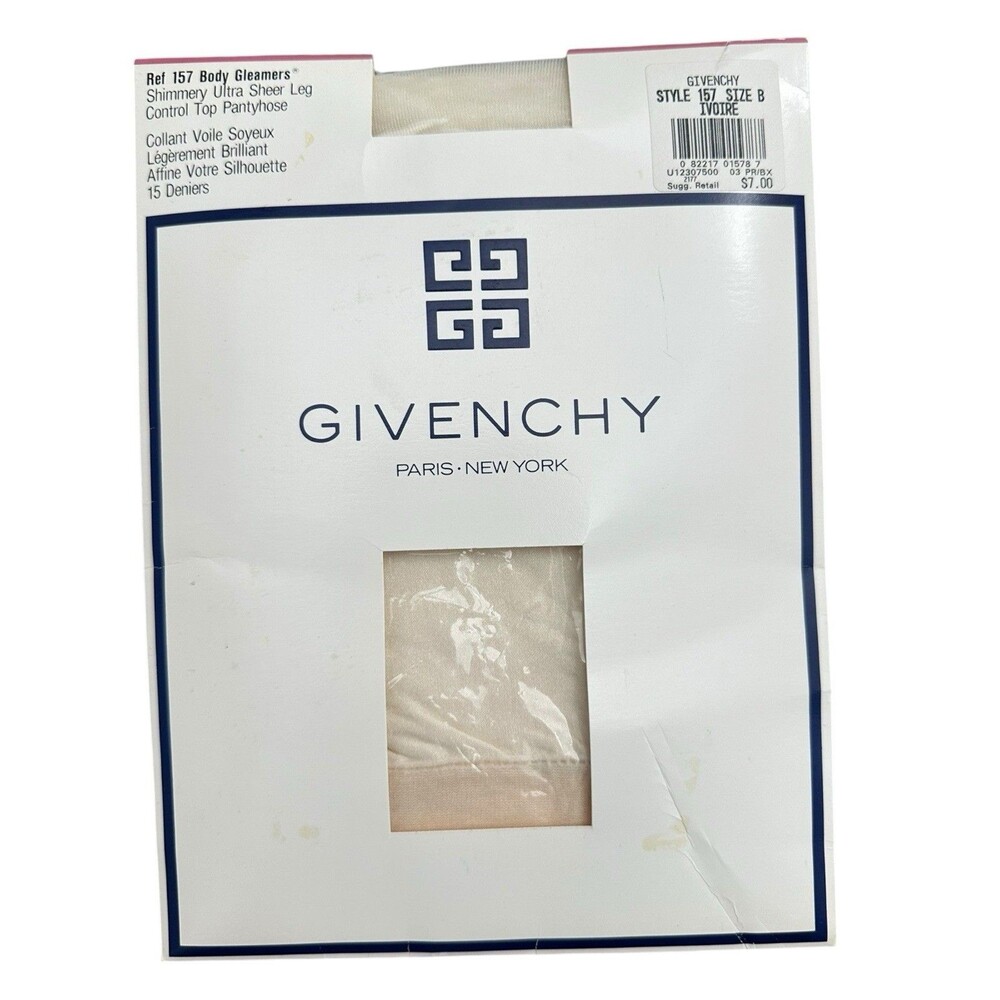 Vtg GIVENCHY Body Gleamers Pantyhose Size B Ivoire Ivory Shimmery Sheer NIB